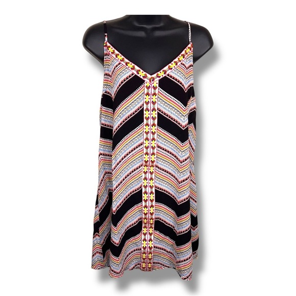 Large Umgee Boho Mini Dress￼colorful Geometric Print Sleeveless Vneck Tunic - Picture 1 of 12